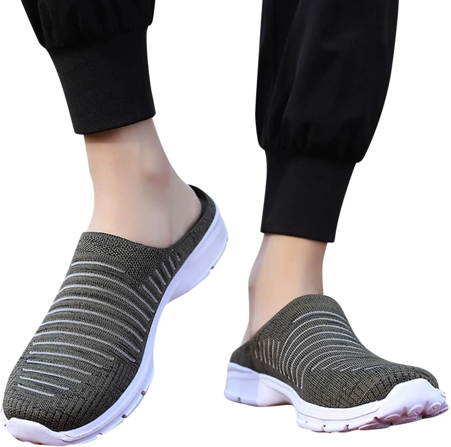 Mules for Women 2025 Backless Walking Sneakers Running Shoes for Women Comfort Slip On Shoes Casual Black Sneakers Tennis Shoe Loafers Casual Slip On