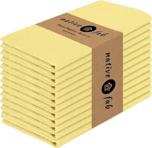 Native Fab Cloth Napkin Set of 12, 100% Cotton, Washable, Reusable Dinner Cloth Napkin 17x17 inches, Table Decor Napkins for Dinner, Events, Sandal Yellow