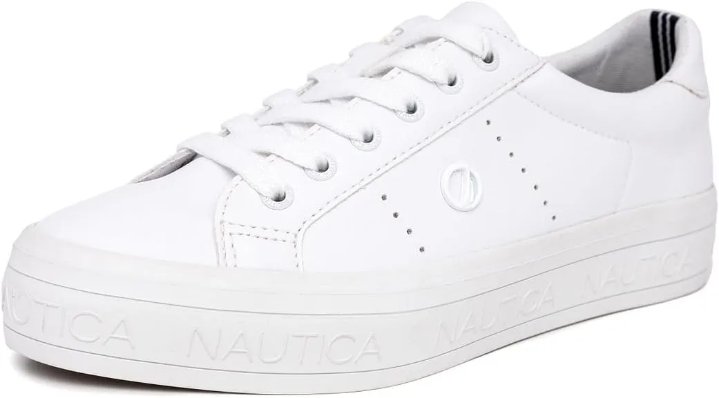 Nautica Women’s Lace-Up Fashion Sneakers – Low-Top Casual Walking & Tennis Shoes with Platform or Regular Heel