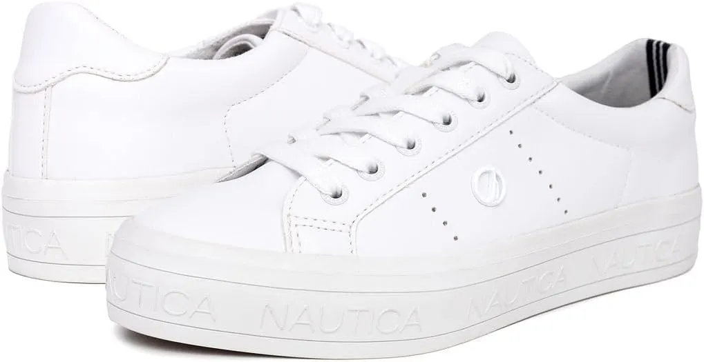 Nautica Women’s Lace-Up Fashion Sneakers – Low-Top Casual Walking & Tennis Shoes with Platform or Regular Heel