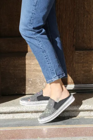 NIKA Black Denim Sparkle Mule