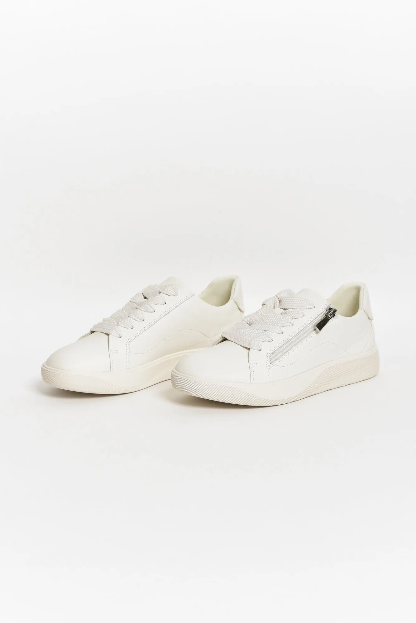 Noemi White Leather Zip Sneaker