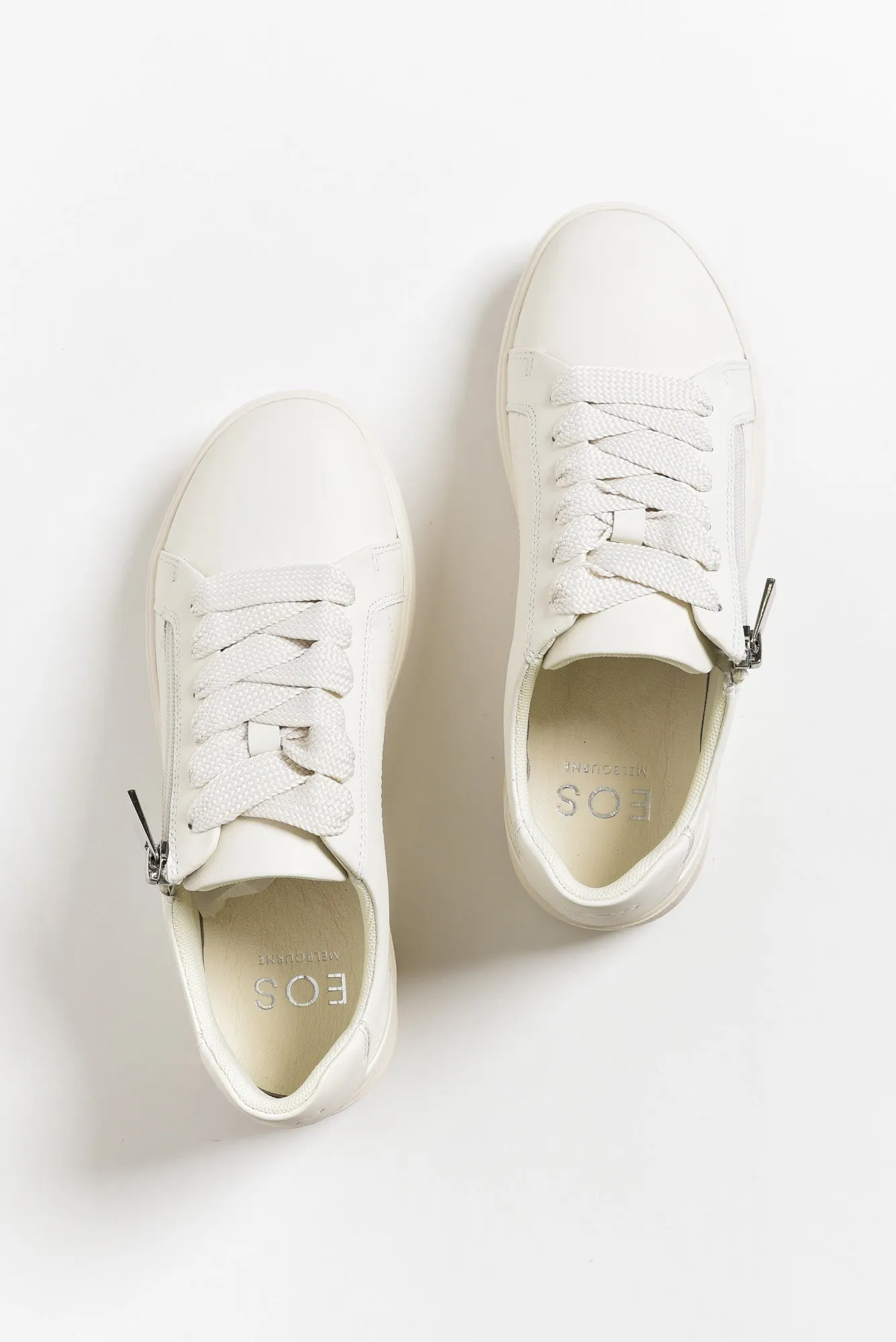 Noemi White Leather Zip Sneaker