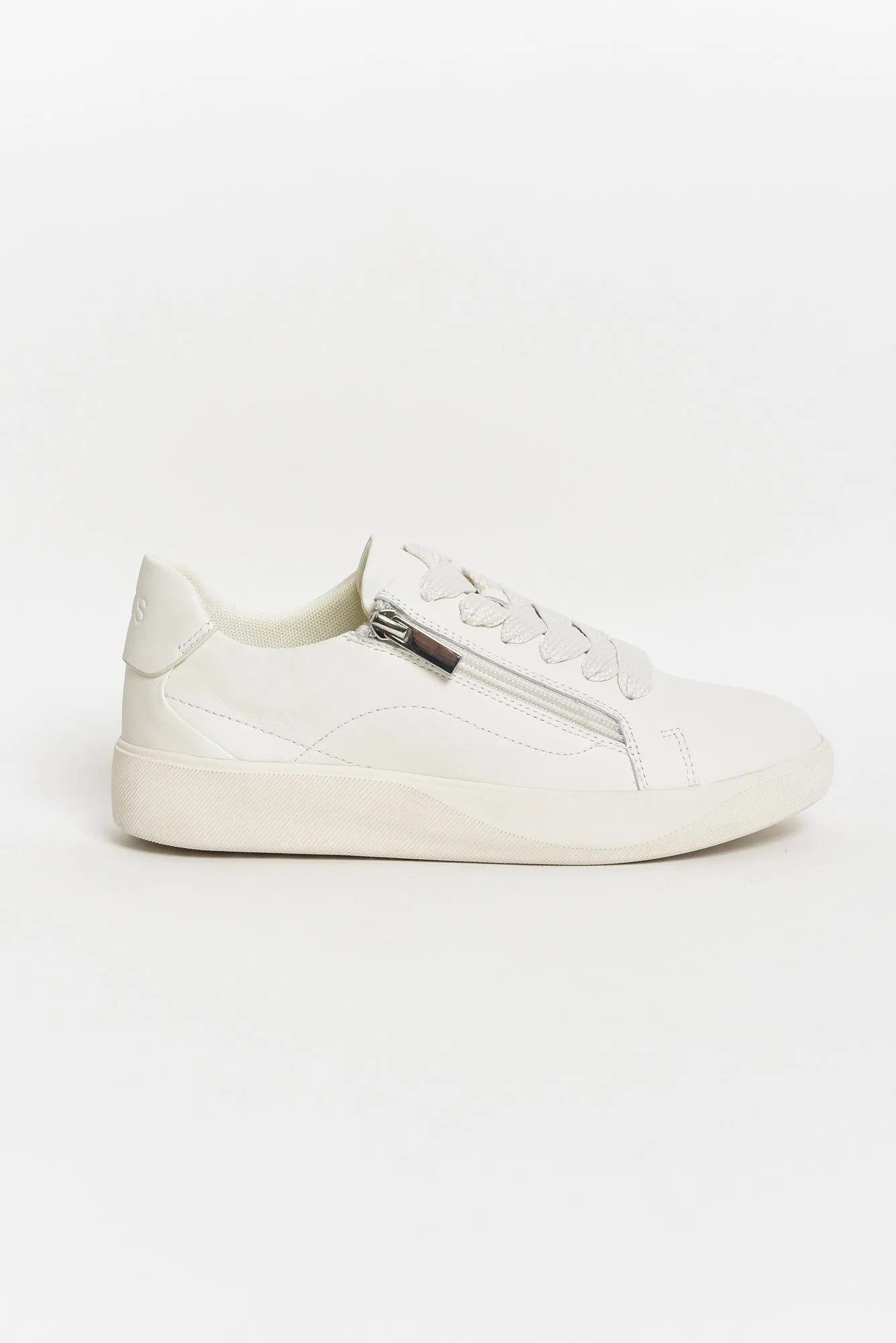 Noemi White Leather Zip Sneaker