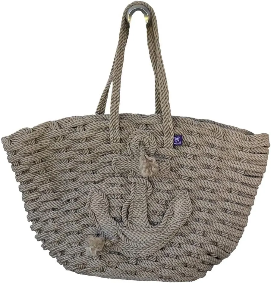 Nomadic State of Mind Nissi Beach Bag for Women | Handmade Woven Rope Shoulder Bag | Reusable Grocery Tote Handbag | Durable