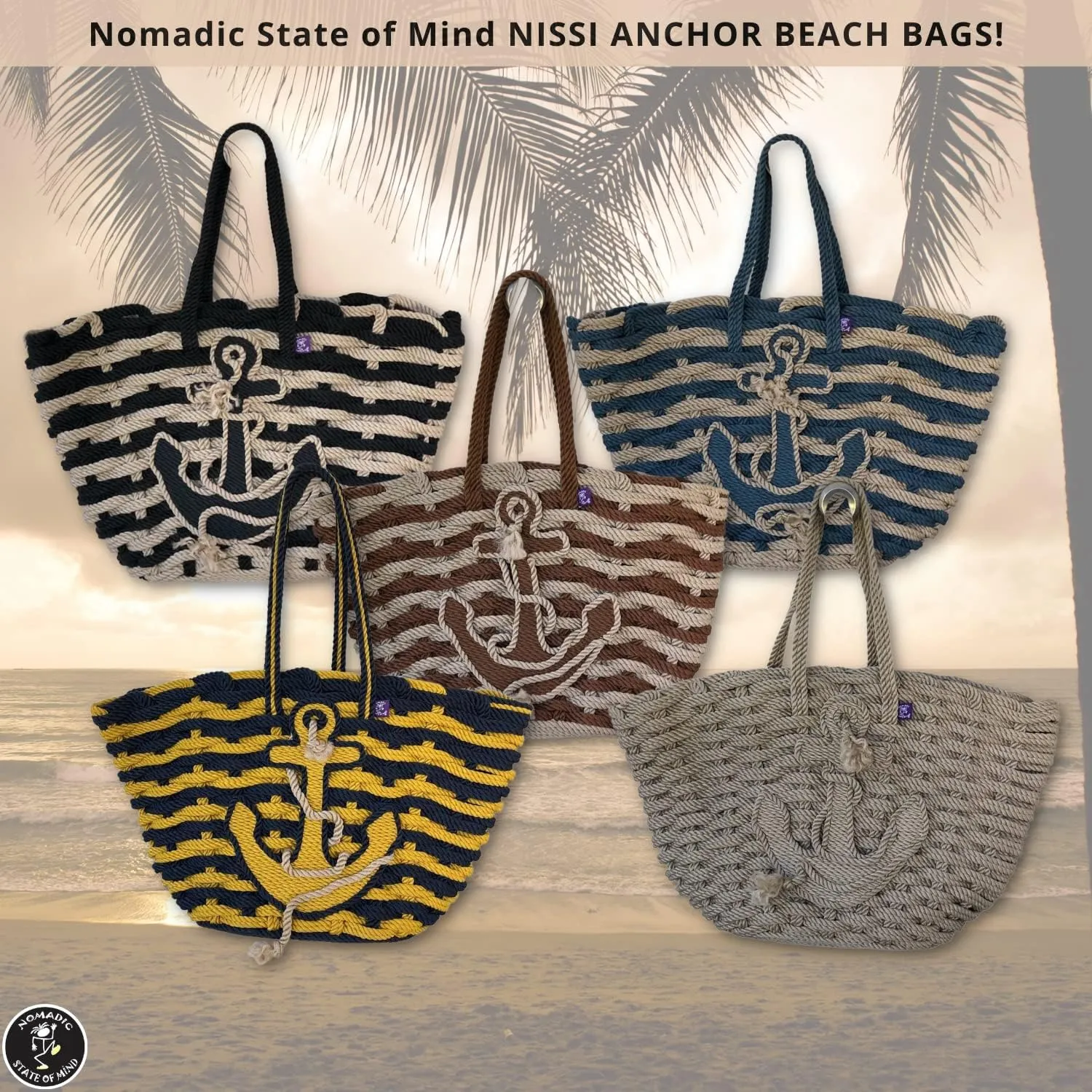Nomadic State of Mind Nissi Beach Bag for Women | Handmade Woven Rope Shoulder Bag | Reusable Grocery Tote Handbag | Durable