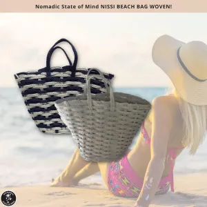 Nomadic State of Mind Nissi Beach Bag for Women | Handmade Woven Rope Shoulder Bag | Reusable Grocery Tote Handbag | Durable