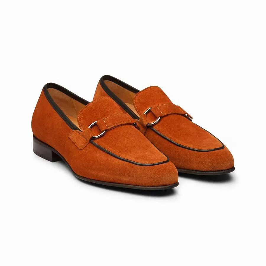 Orange Suede Buckle Loafer