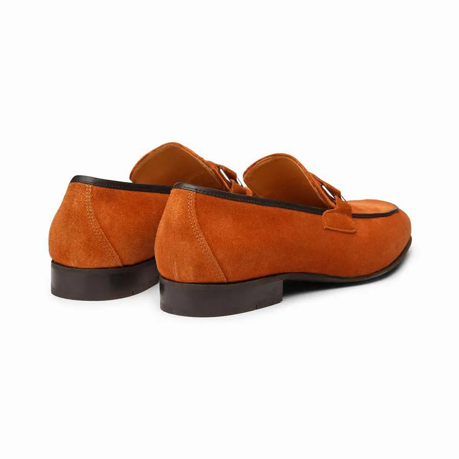 Orange Suede Buckle Loafer