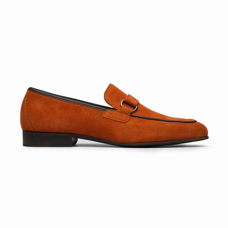 Orange Suede Buckle Loafer