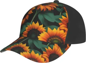 Orange Sunflower Wallpaper Print Baseball Cap for Men and Women – Curved Brim, Perfect for Outdoor, Sports, Travel, and Four Seasons