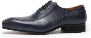 Oxford Dress Shoes for Men Lace Up Split Toe Pointed Toe Crocodile Embossed Cowhide Rubber Sole Anti-Slip Non Slip Low Top Slip Resistant Wedding Suitable for Many Occasions.