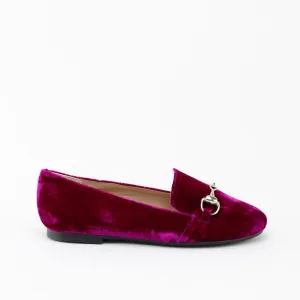 Papanatas Maroon Fuchsia Velvet Buckle Loafer