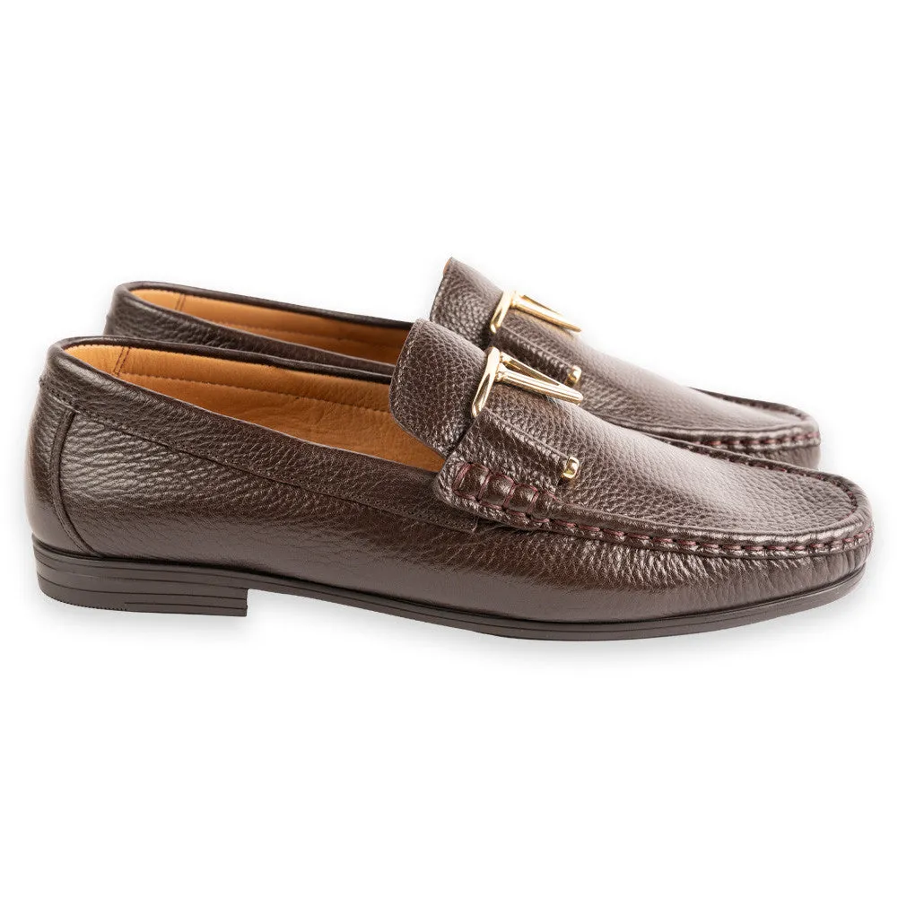 Pelle Line -3218 Deer Skin Buckle Loafer-Brown