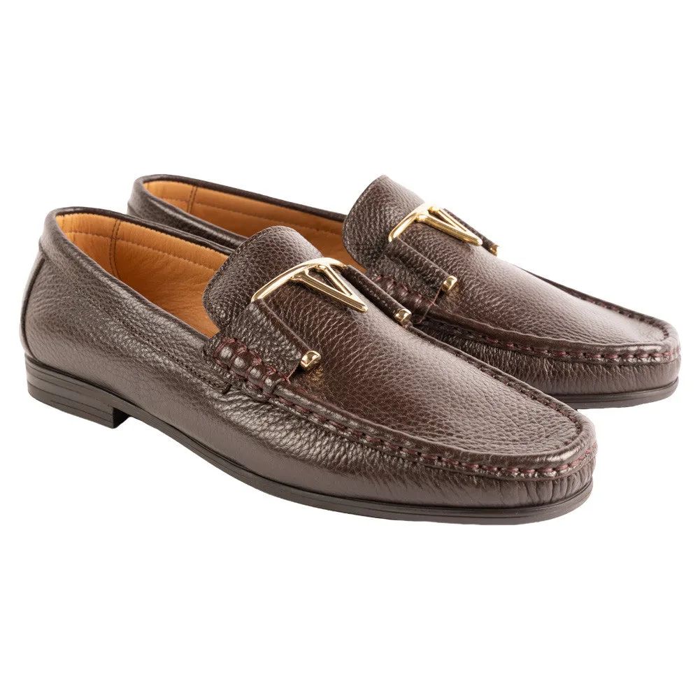 Pelle Line -3218 Deer Skin Buckle Loafer-Brown