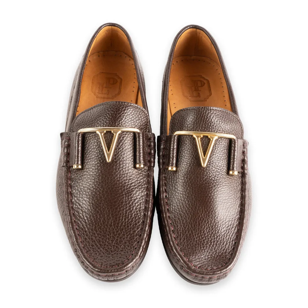 Pelle Line -3218 Deer Skin Buckle Loafer-Brown