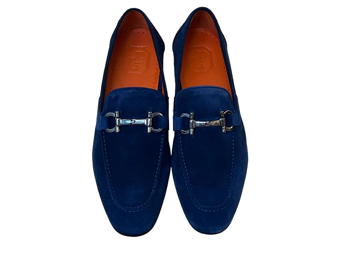 Pelle Line 6472- Buckle loafer -Blue Suede