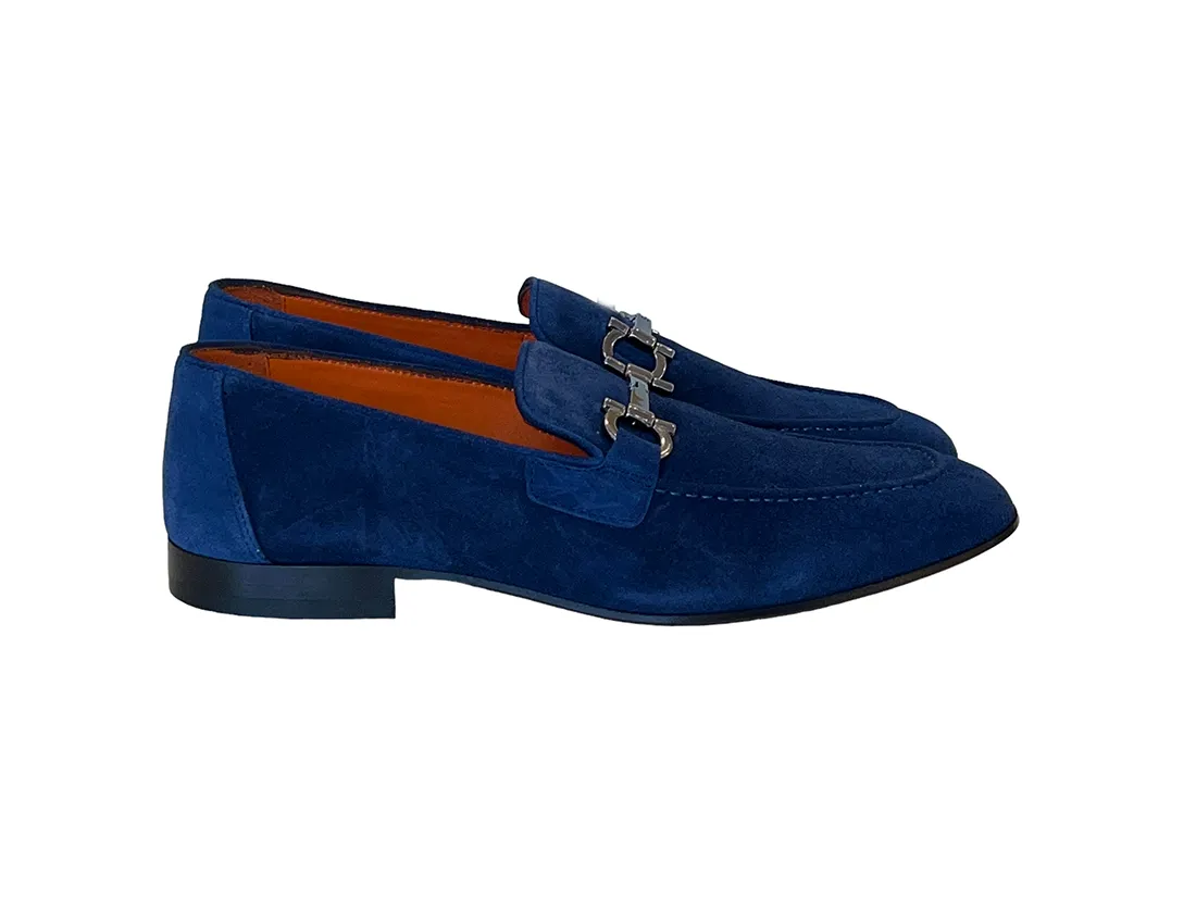 Pelle Line 6472- Buckle loafer -Blue Suede