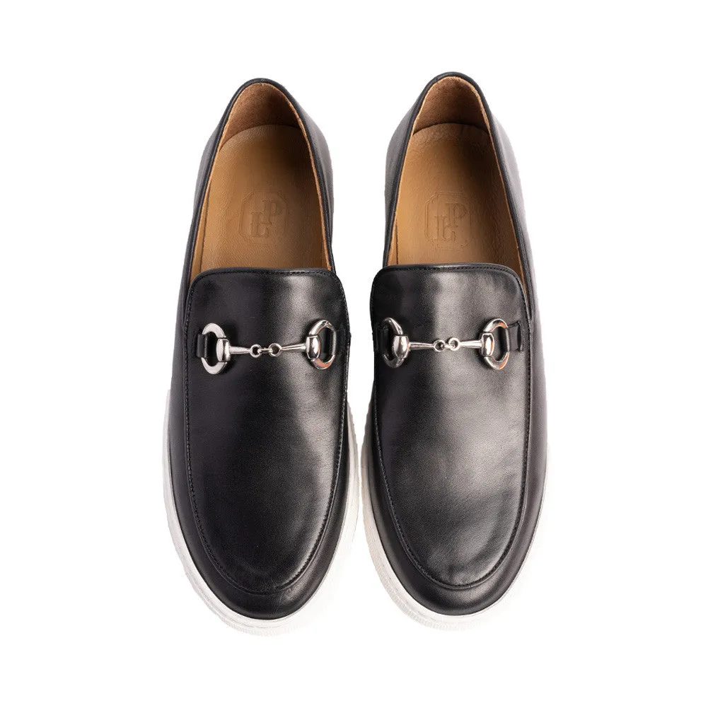 Pelle Line Santino Casual Buckle Loafer- Black