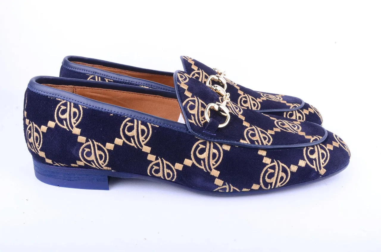 Pelle Line-  Tristan Bit Buckle loafer -Navy Suede