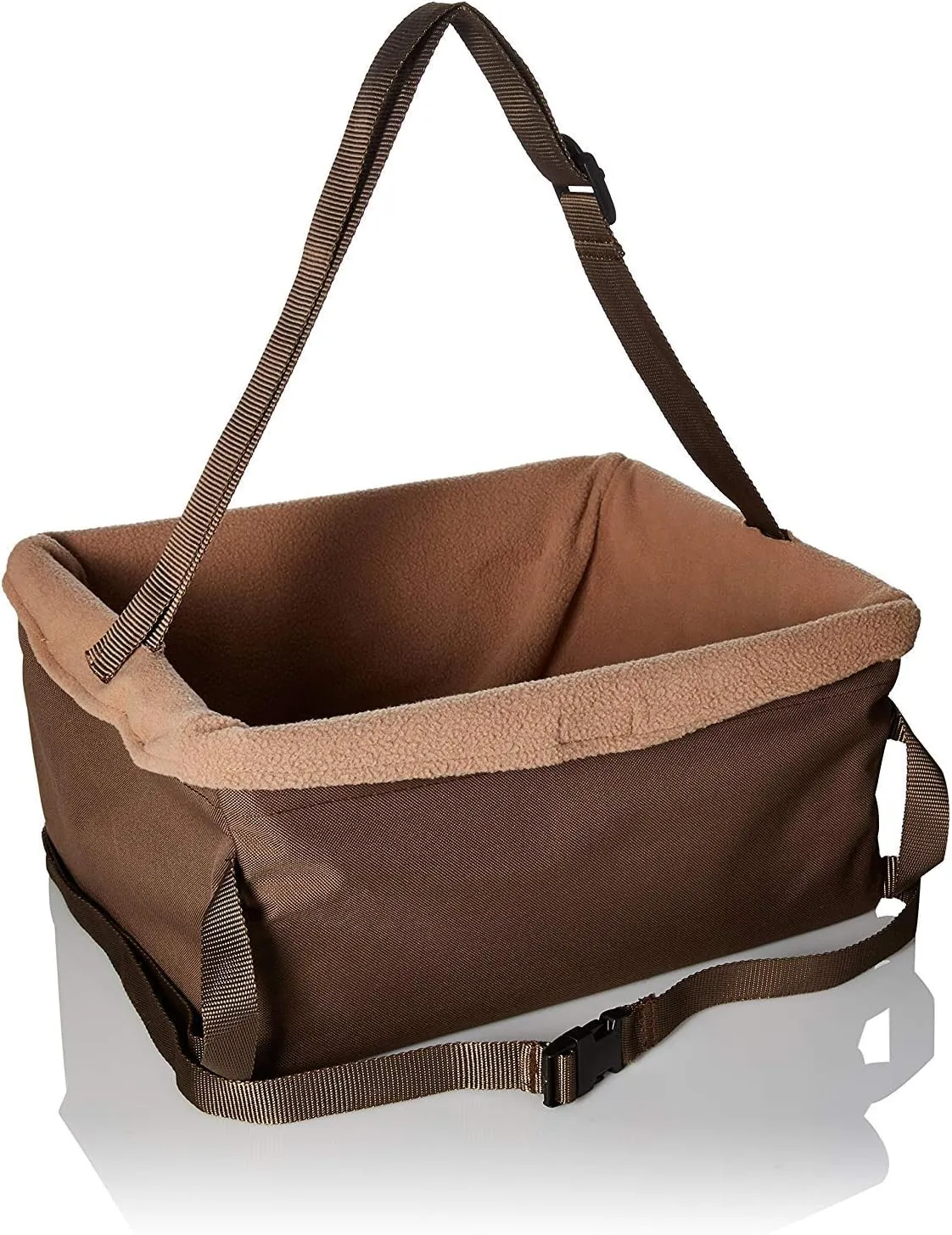 PetSafe Happy Ride Dog Booster Seat for Car/Truck/SUV, Tan, up to 18 lb with Headrest Strap