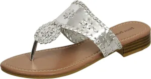 Pierre Dumas Women's Rosetta Slip On Thong Sandal (Silver, us_footwear_size_system, adult, women, numeric, medium, numeric_9)