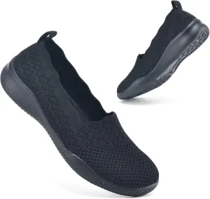 poemlady Women's Walking Shoes - Mesh Slip on Sneaker Knit Round Toe Casual Memory Foam Low Wedge Nurse Shoes for Work