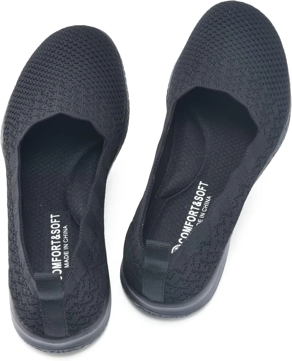 poemlady Women's Walking Shoes - Mesh Slip on Sneaker Knit Round Toe Casual Memory Foam Low Wedge Nurse Shoes for Work