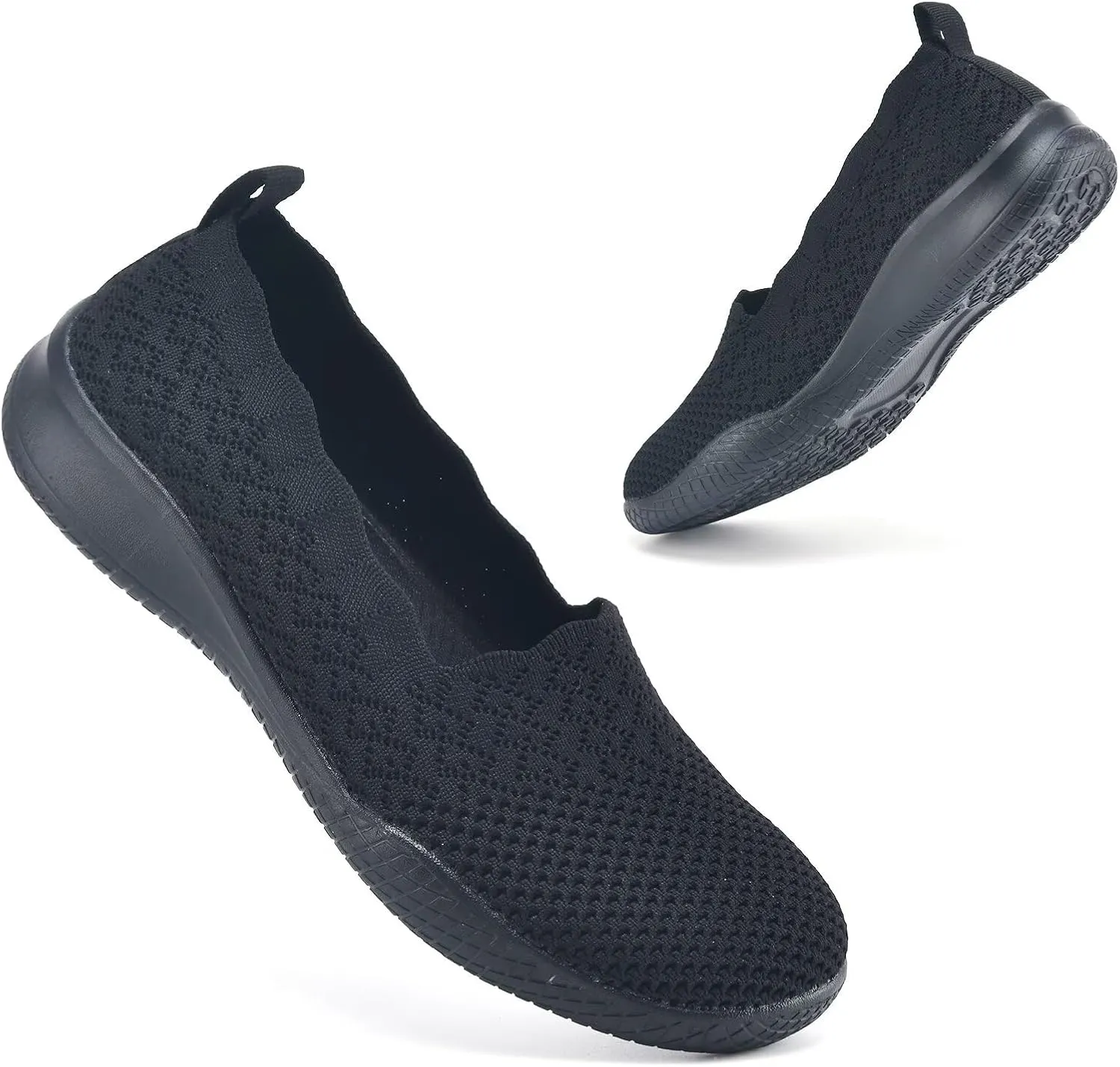 poemlady Women's Walking Shoes - Mesh Slip on Sneaker Knit Round Toe Casual Memory Foam Low Wedge Nurse Shoes for Work