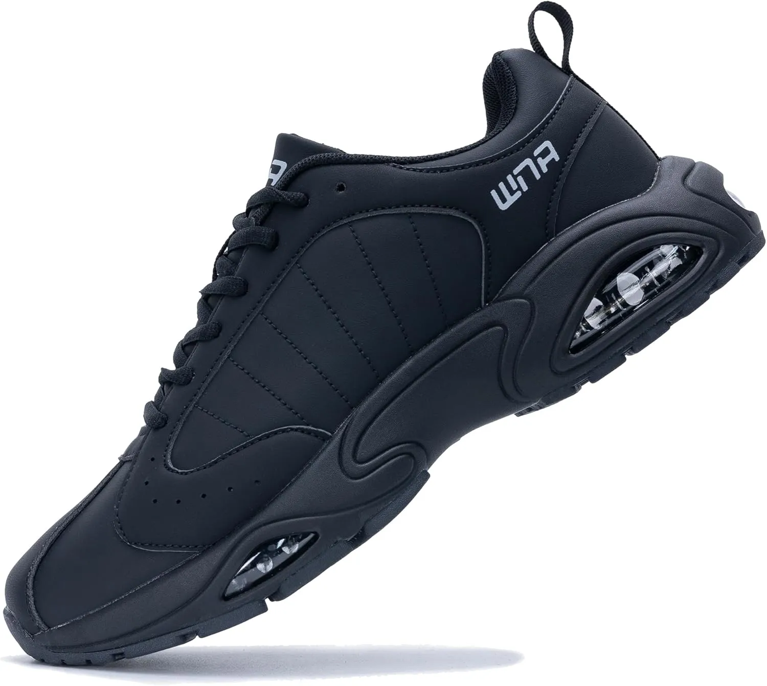 Quseek Mens Running Shoes Air Athletic Fashion Leather Sneakers Comfortable Non Slip Walking Jogging Workout Gym Sports Shoe Size 7-13