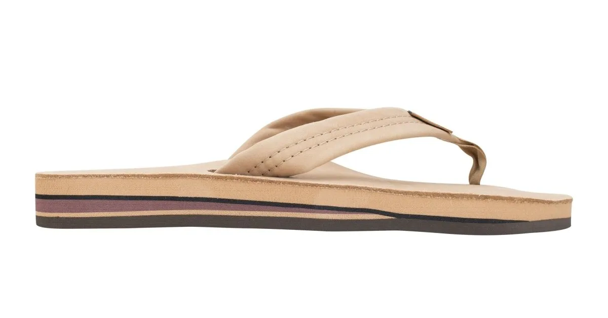 Rainbow Sandals Men's Leather Double Layer Wide Strap Sierra Brown Flip Flop
