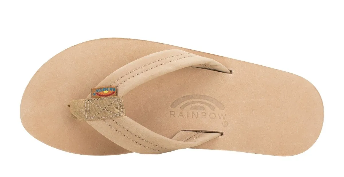 Rainbow Sandals Men's Leather Double Layer Wide Strap Sierra Brown Flip Flop