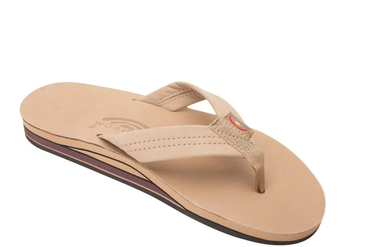 Rainbow Sandals Men's Leather Double Layer Wide Strap Sierra Brown Flip Flop