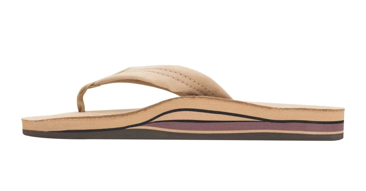 Rainbow Sandals Men's Leather Double Layer Wide Strap Sierra Brown Flip Flop