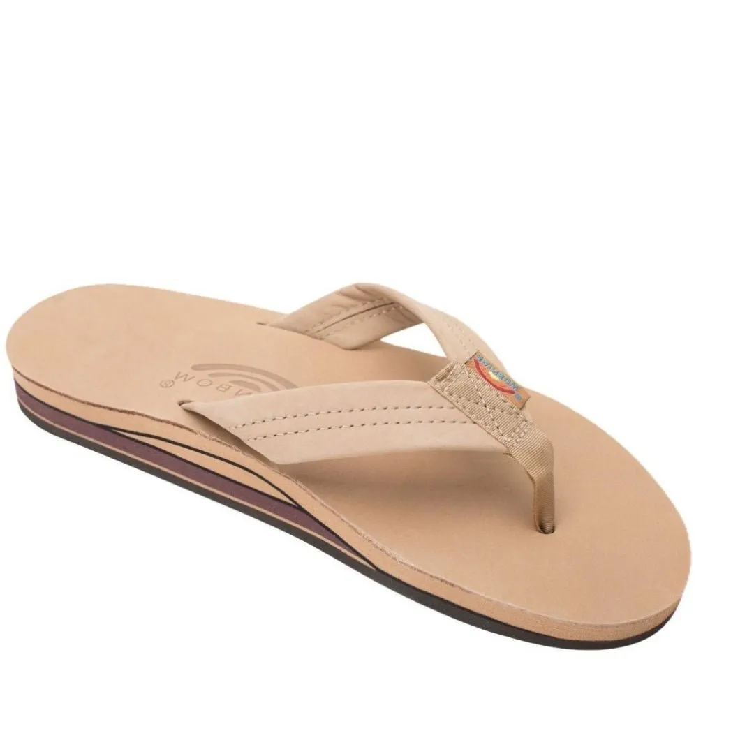 Rainbow Sandals Men's Leather Double Layer Wide Strap Sierra Brown Flip Flop