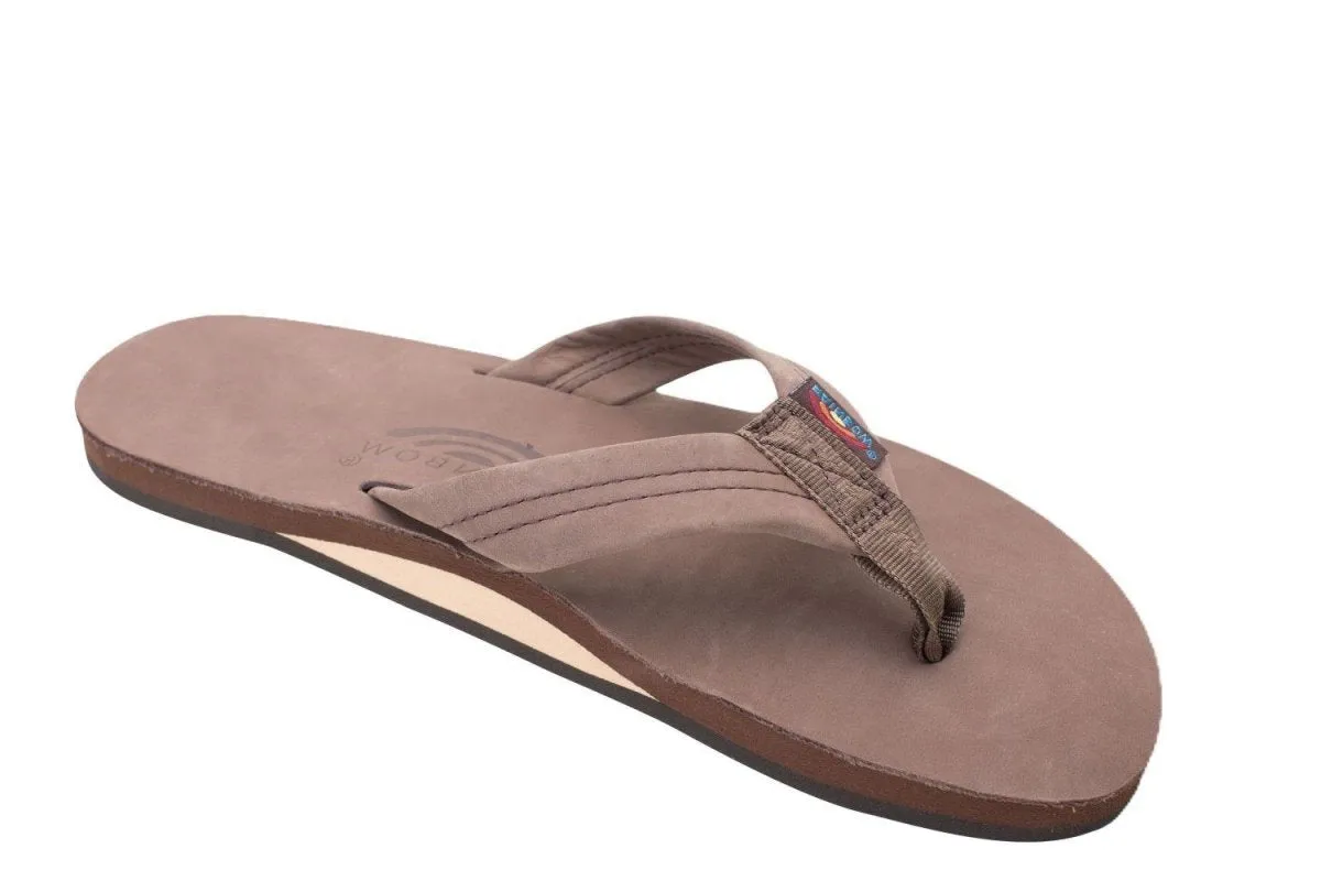 Rainbow Sandals Men's Leather Single Layer Wide Strap Expresso Strap Flip Flop