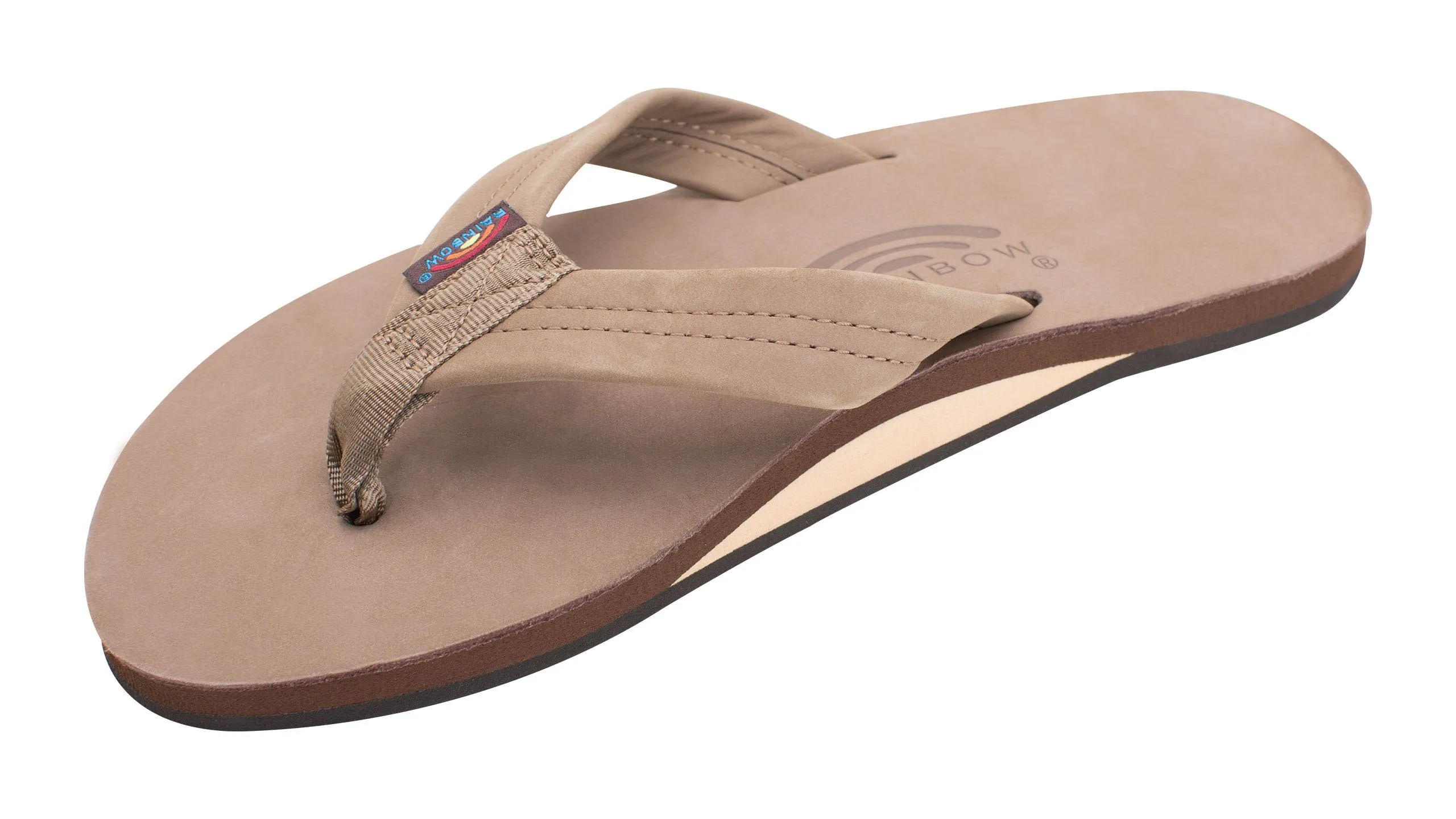 Rainbow Single Layer Leather Sandal-Dark Brown