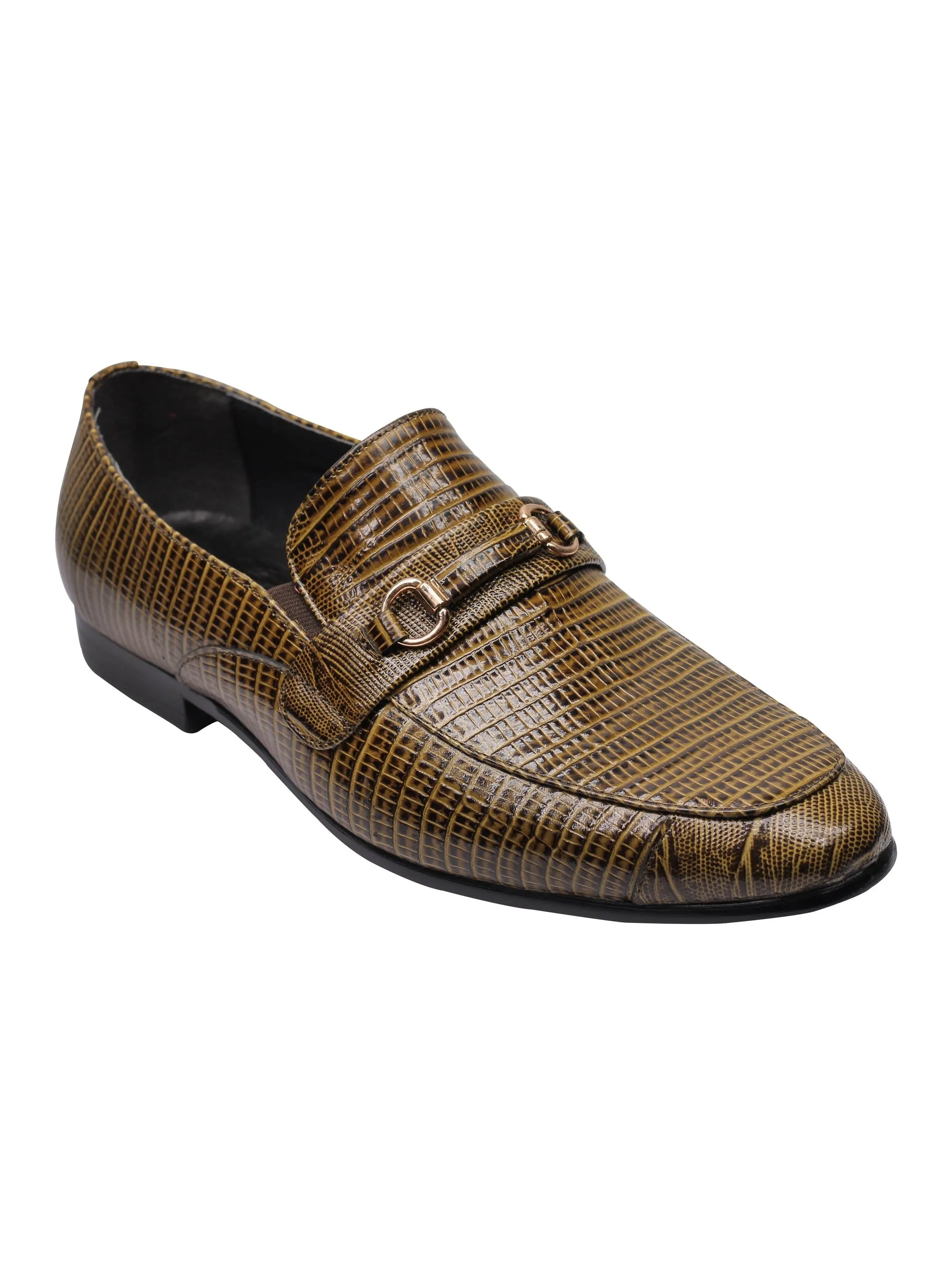 REAL LEATHER GREEN PRINTED SHOES WITH BUCKLE