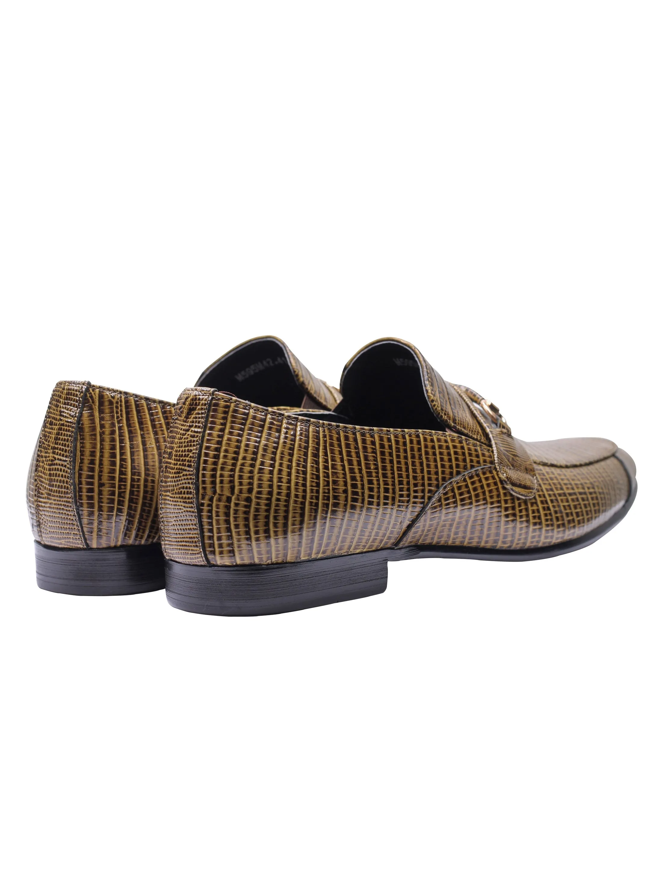 REAL LEATHER GREEN PRINTED SHOES WITH BUCKLE