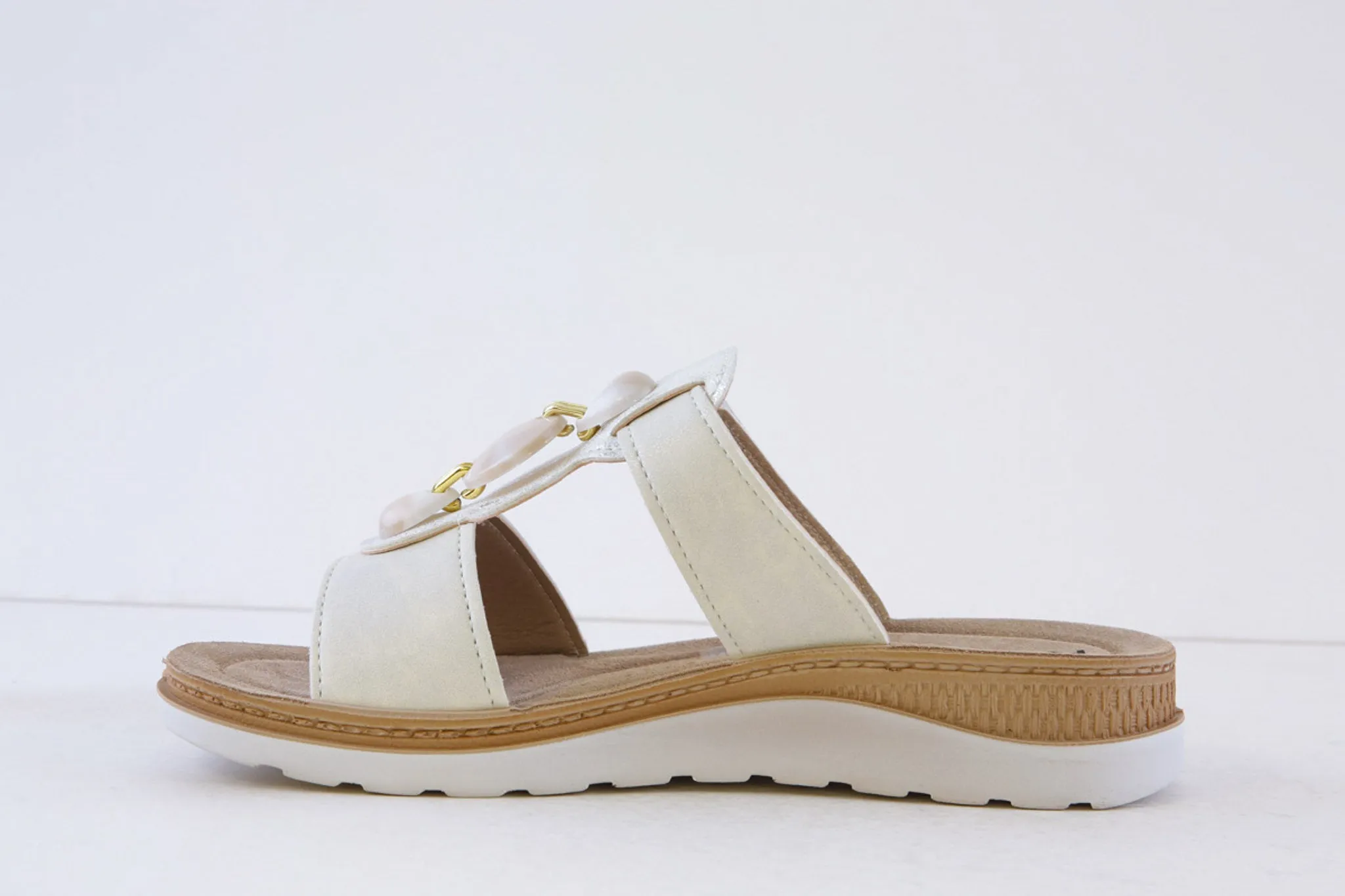 ROHDE - 1305 01 LOW WEDGE (VELCRO STRAP) MULE - WHITE