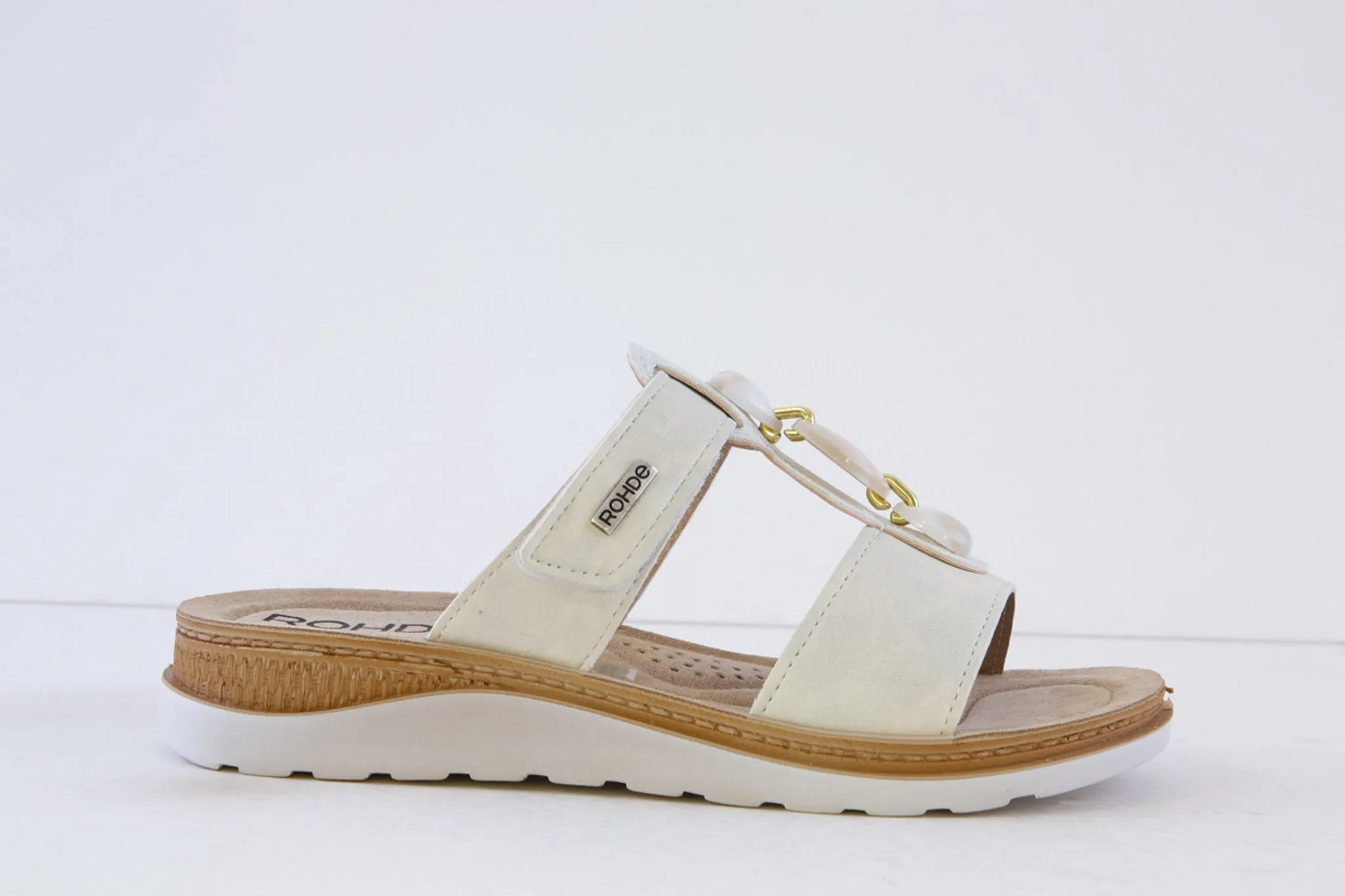 ROHDE - 1305 01 LOW WEDGE (VELCRO STRAP) MULE - WHITE