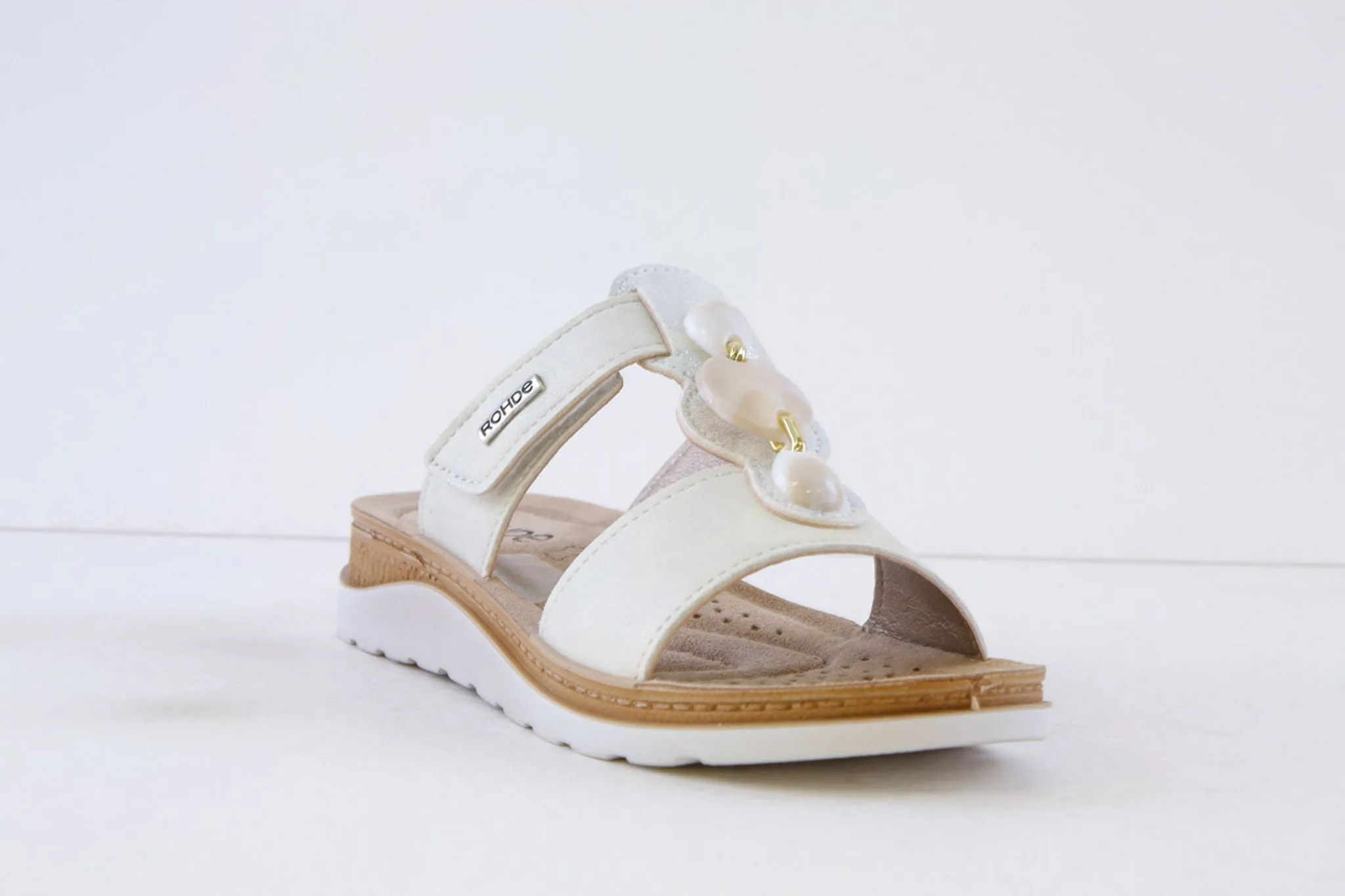 ROHDE - 1305 01 LOW WEDGE (VELCRO STRAP) MULE - WHITE