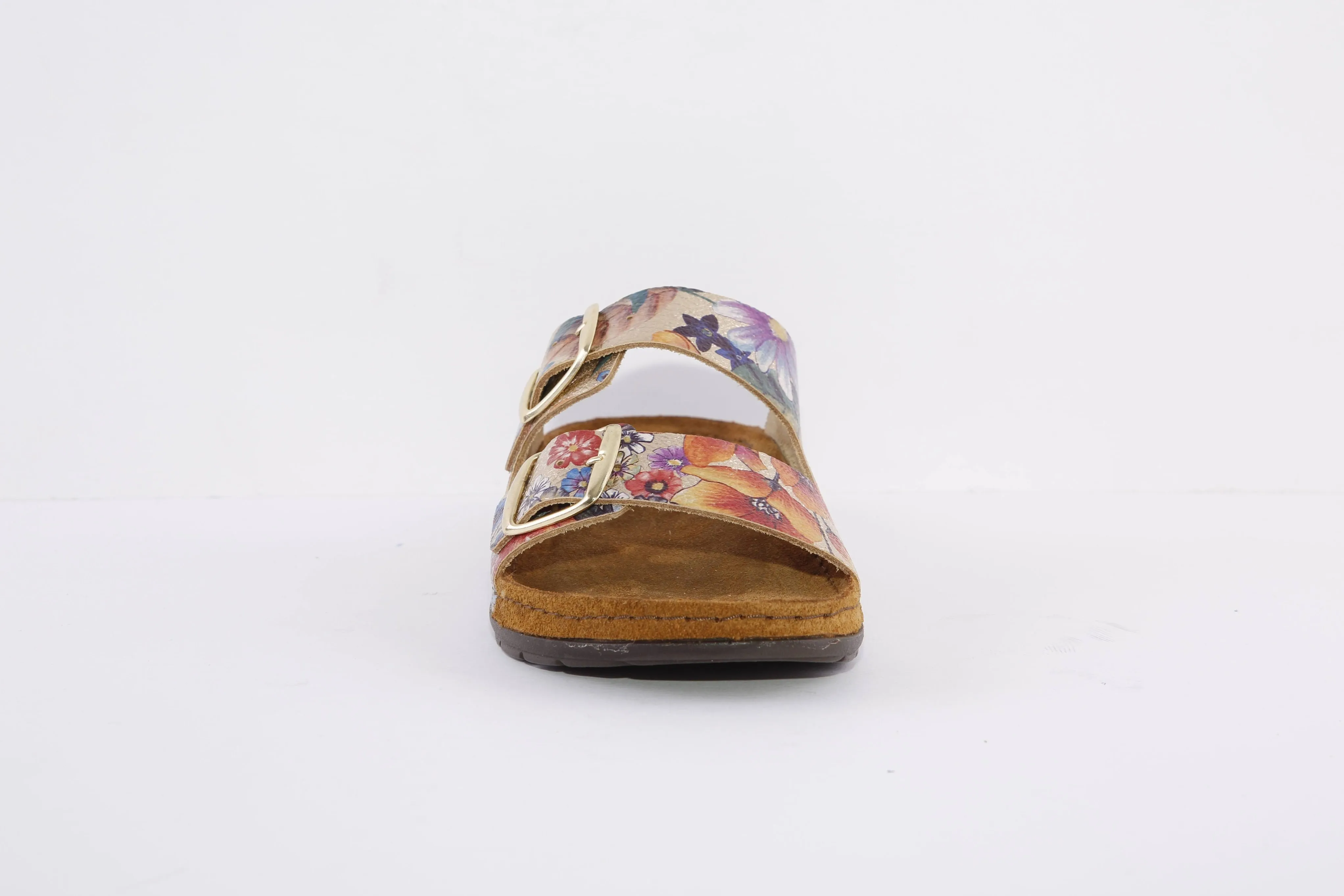ROHDE - 5864 29 FLAT 2 BUCKLE COMFORT MULE - GOLD MULTI