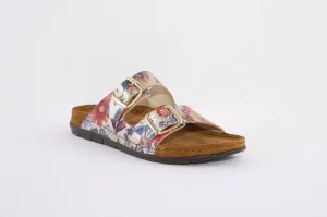 ROHDE - 5864 29 FLAT 2 BUCKLE COMFORT MULE - GOLD MULTI