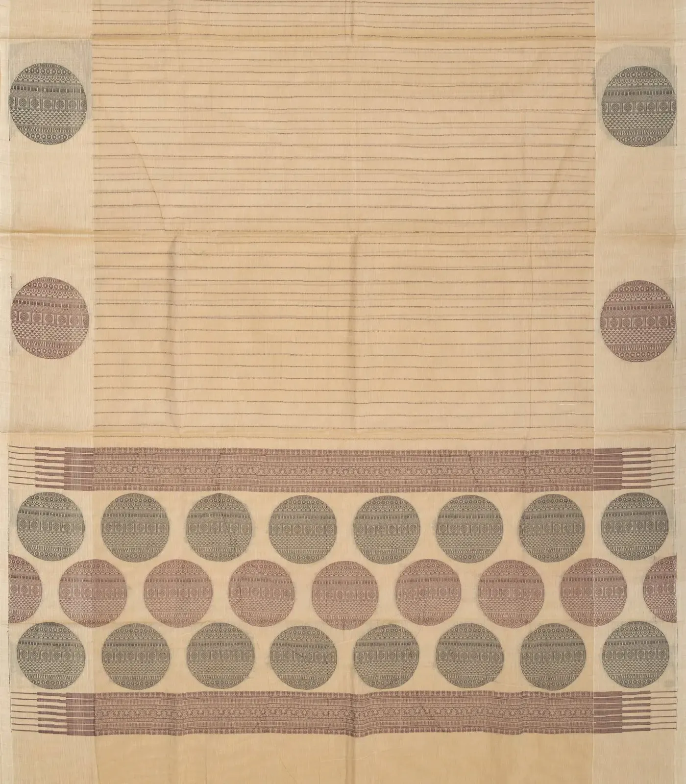 Sandal Rasipuram Cotton Saree With Dotted Stripes