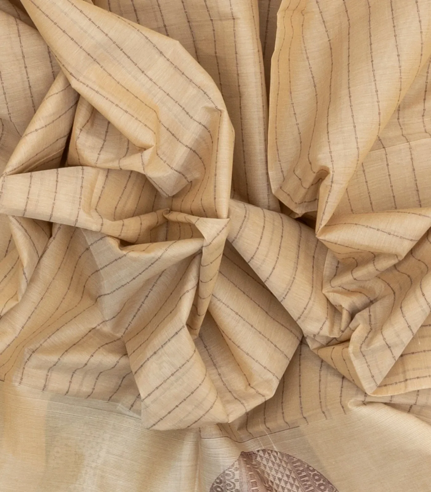Sandal Rasipuram Cotton Saree With Dotted Stripes