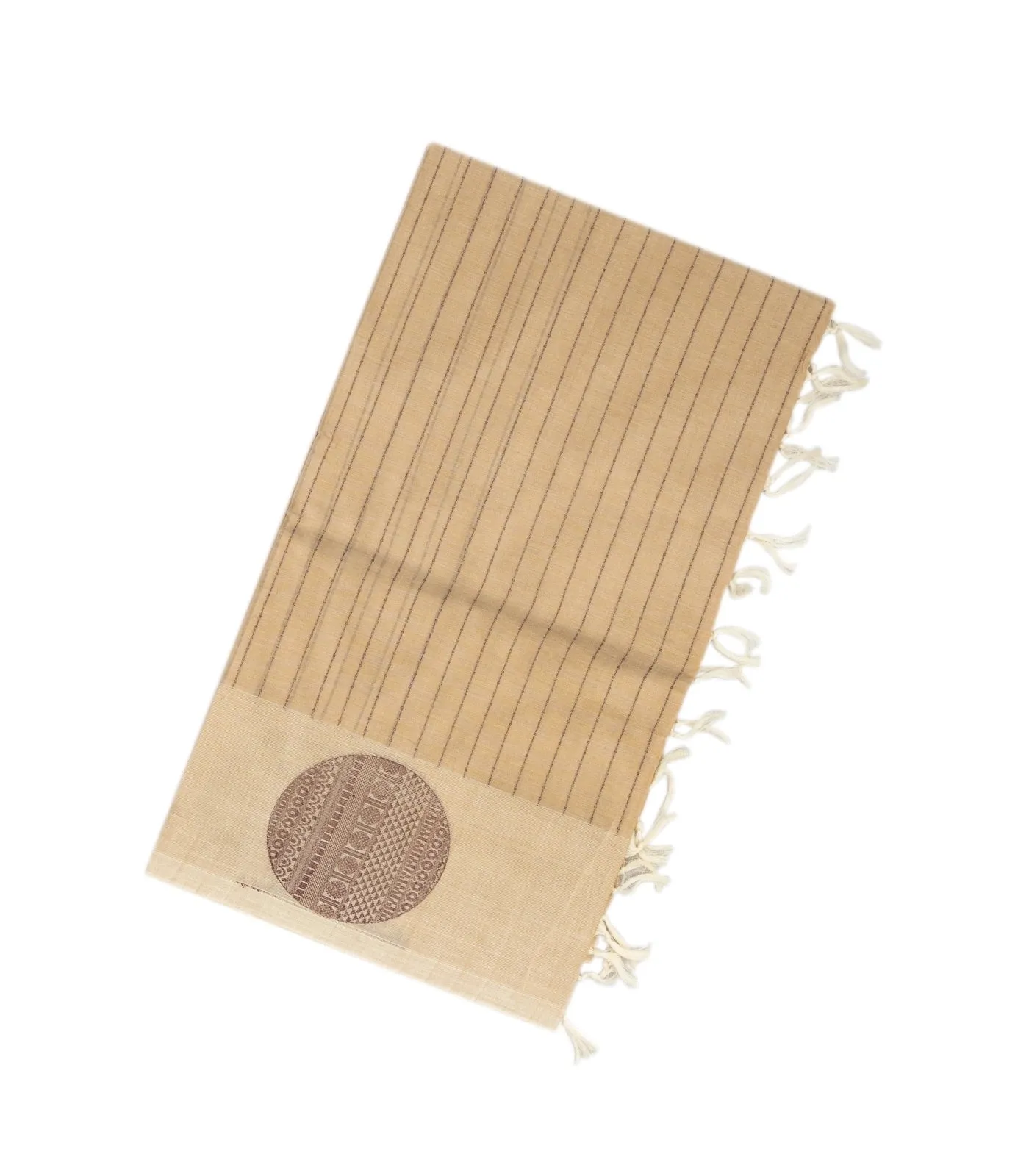 Sandal Rasipuram Cotton Saree With Dotted Stripes