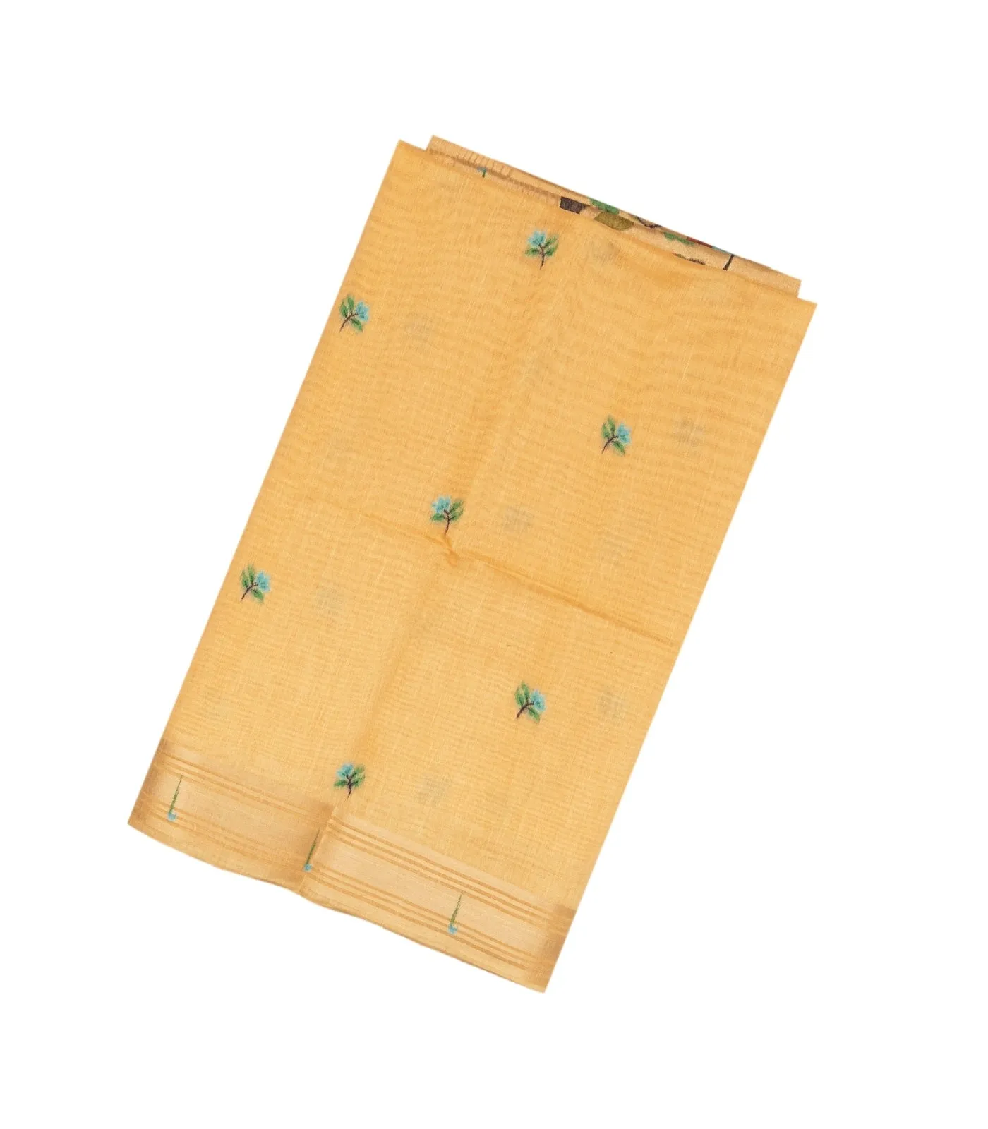 Sandal Woven Blended Cotton Saree With Zari Border & Pallu