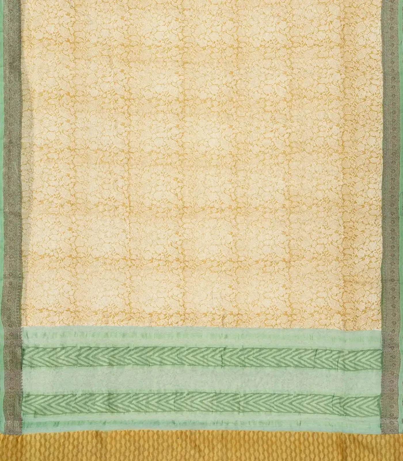 Sandal Woven Chanderi Cotton Saree With Printed Bird Motifs