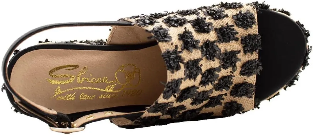 Sbicca Womens Missoula Raffia Platform Sling Back Casual Sandals Casual High Heel 3" & Up - Black
